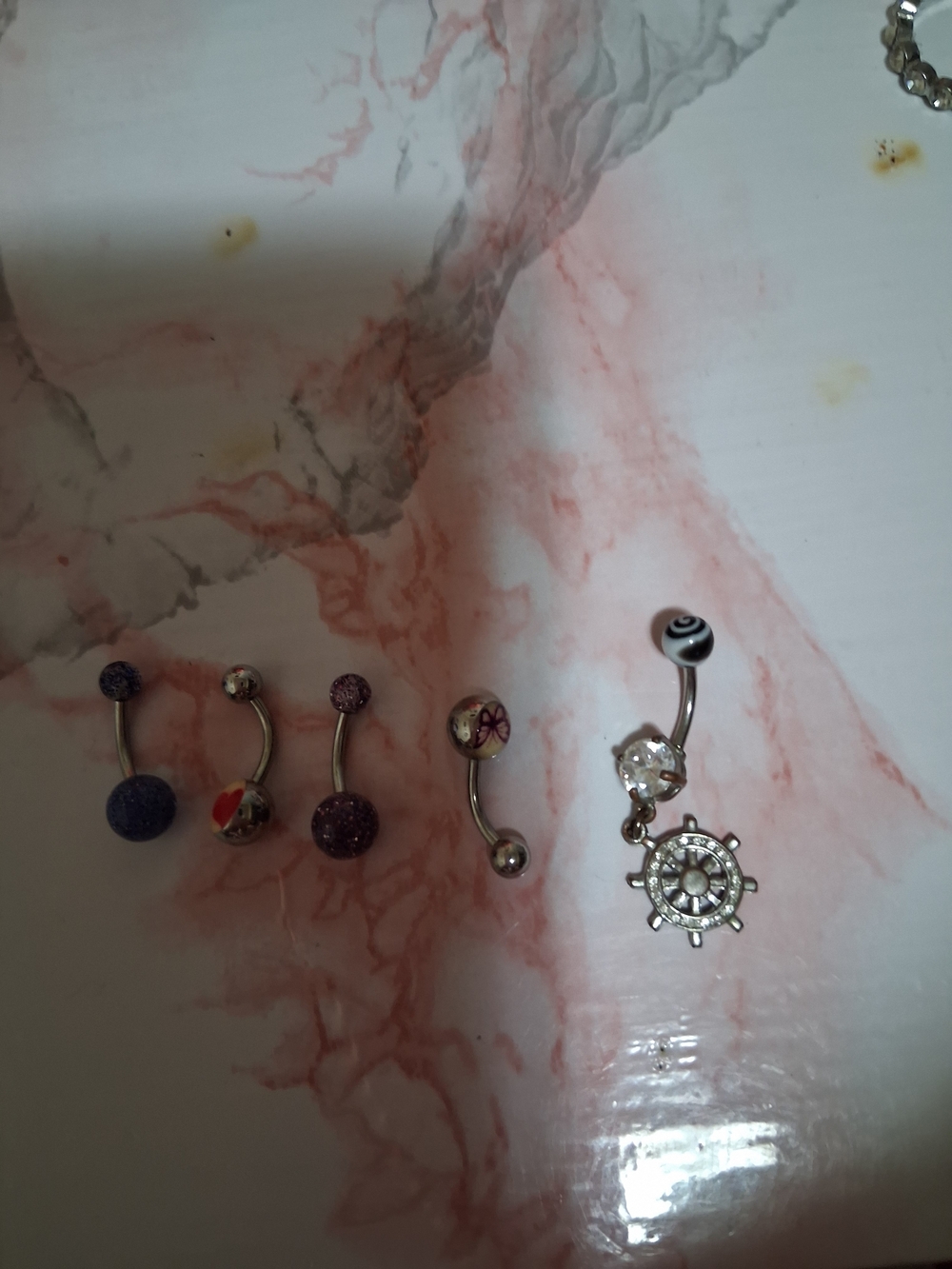 Assorted Belly Button Rings with Purple and Silver Accents